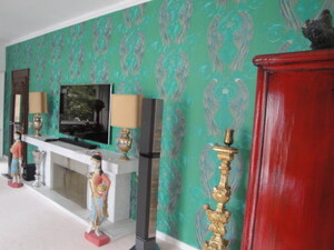 Glööckler Tapeten grün Cheminee